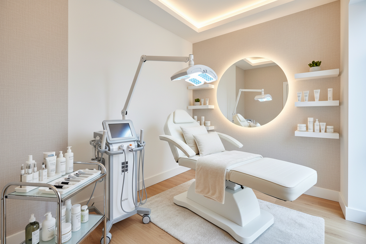 for my shopify store and for the banner, give me a picture of beautyservices that provide like hifu, biomicroneedling and teeth withning